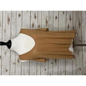 Free People tan lagenlook boho Bittersweet linen-blend cold shoulder top Size XS